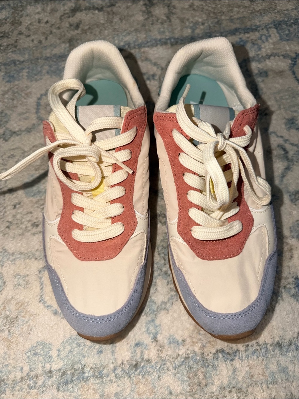 Zara Women’s Pink, Blue and Cream Colorblock Sneakers